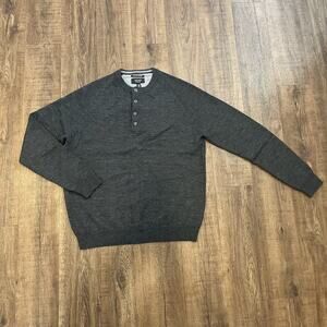 Nordstrom Mens Shop Merino Wool Sweater Gray Button Up Pullover Size Large